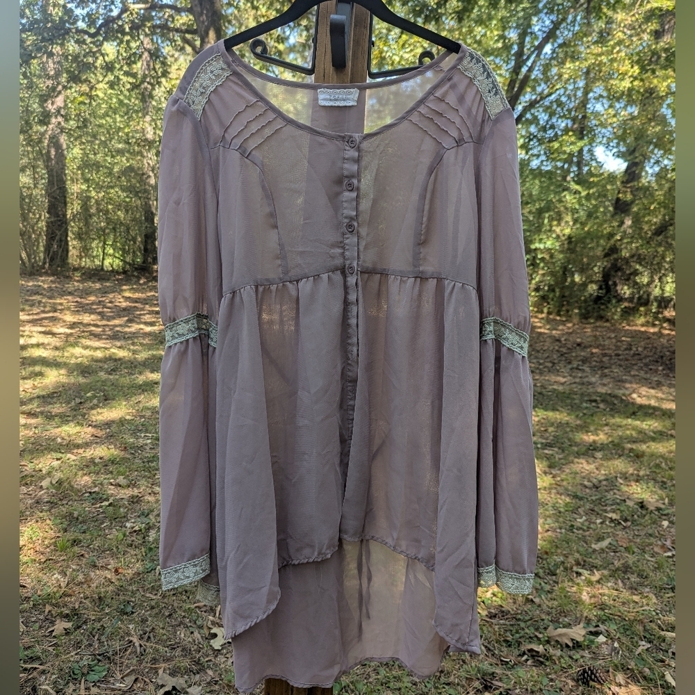 ❤️5/$25 Like New Perch Blu Pepper Lace Sheer Top